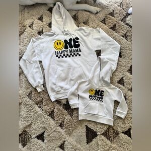 Hanes White Hoodie with Yellow Smile Graphic